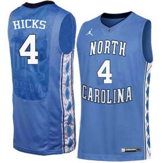 Men North Carolina Tar Heels 4 Isaiah Hicks College Basketball Jerseys Blue
